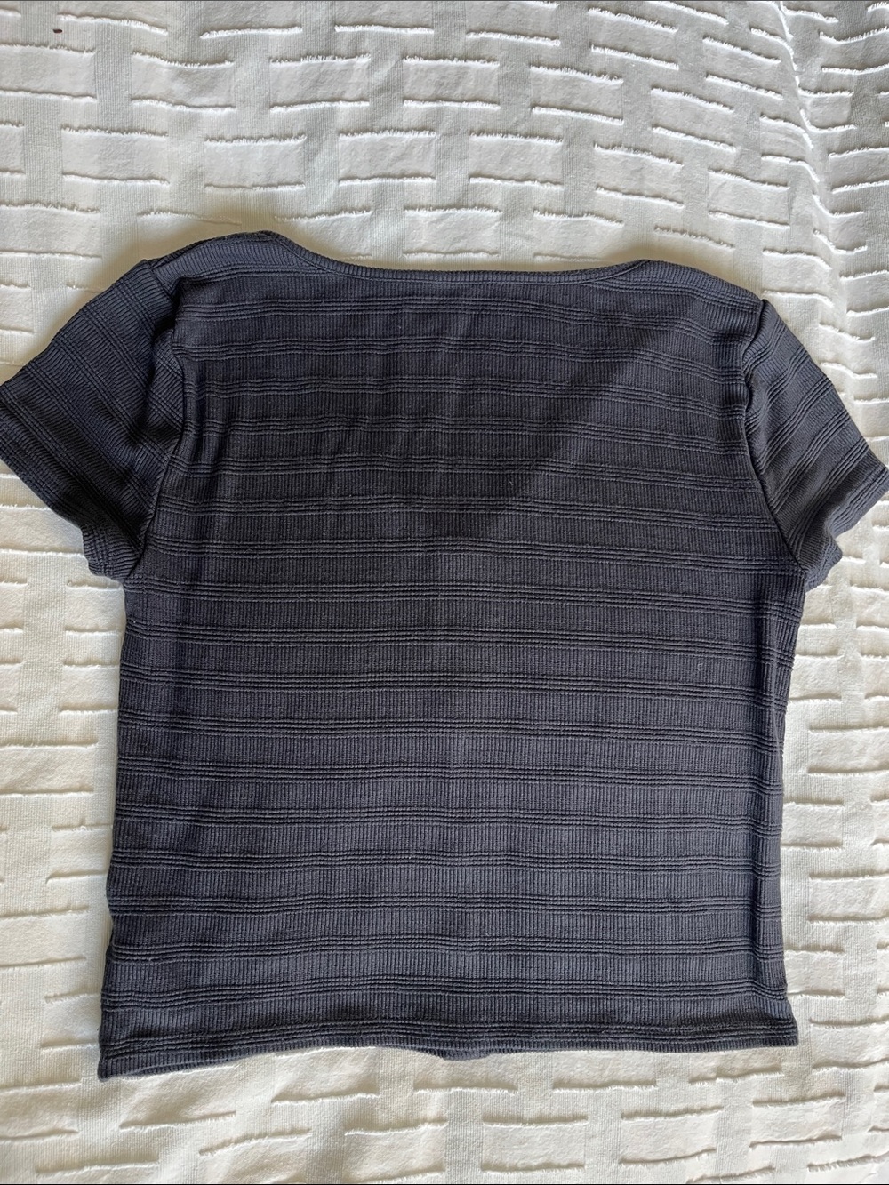American Eagle Outfitters Blue/Grey Button-Front V-Neck Short Sleeve Crop Top Sm - Picture 5 of 7